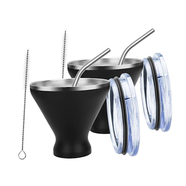 2 stk. Vinglas i rustfrit stål Margarita Tumbler 300 ml Multifunktionelle smagekopper Små tumblere til strandhusindflytning