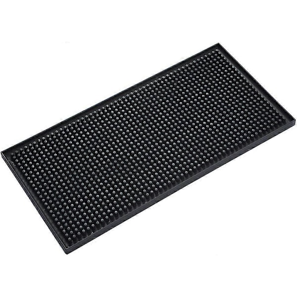 Rektangulær Gummi Kranmatte - 30 x 15 x 1 cm - Sklisikker - Svart - Gummi Dryppmatte for Tørking av Oppvask og Glass