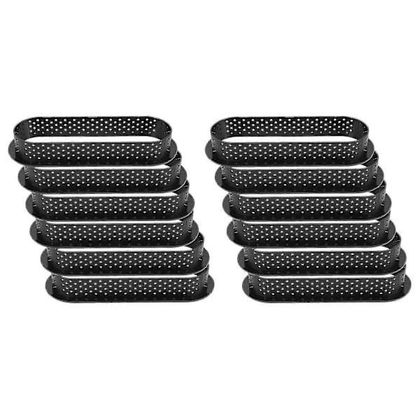 12 Stycken Ovala Tartlettformar Värmebeständiga Perforerade Kakmousse Ring Non Stick Bakform Tart Mini C (haoyi