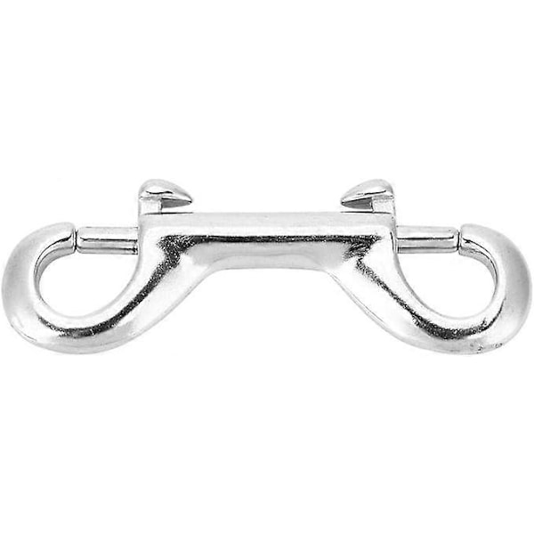 1 x 100mm dobbel ended dykkerkrok, dobbel ended klips rustfritt stål krok lås skruekrok slitesterk fjær scuba dykking spenne, sølv