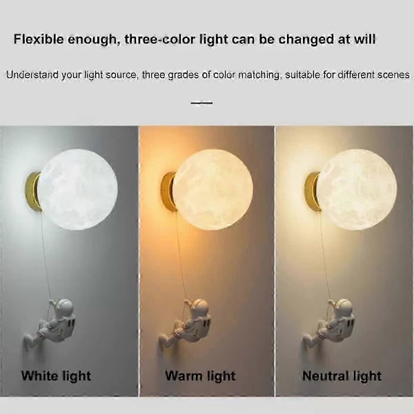 Innendørs VegglampeModerne Vegglampe 15CMMåne og Astronaut Design LED VegglampeInnendørs Vegglampe for Barnerom