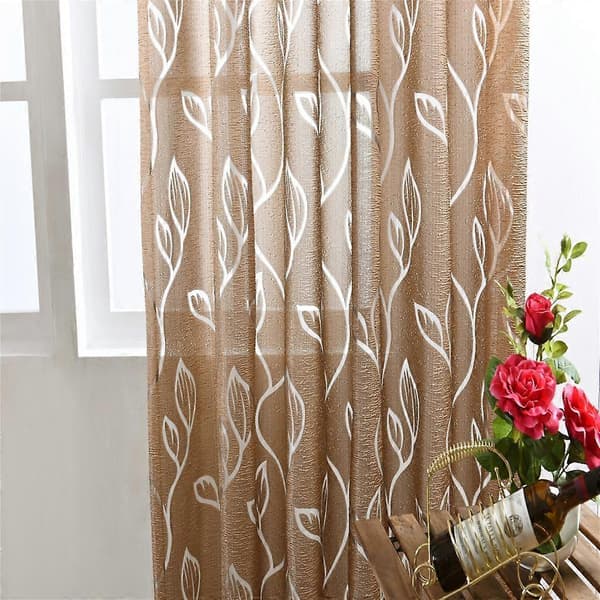 100*200cm Vindus Voile Gardinpanel Transparent Tyll Drape Kaffe