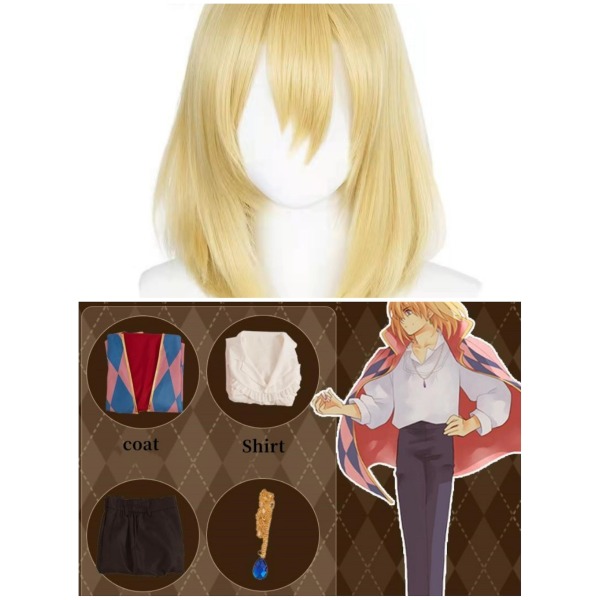 Hurtig forsendelse Anime Moive Howl's Moving Castle Howl Cosplay Costume Howl's Moving Castle Howl Cosplay Jul costume and wig XS Cosplay