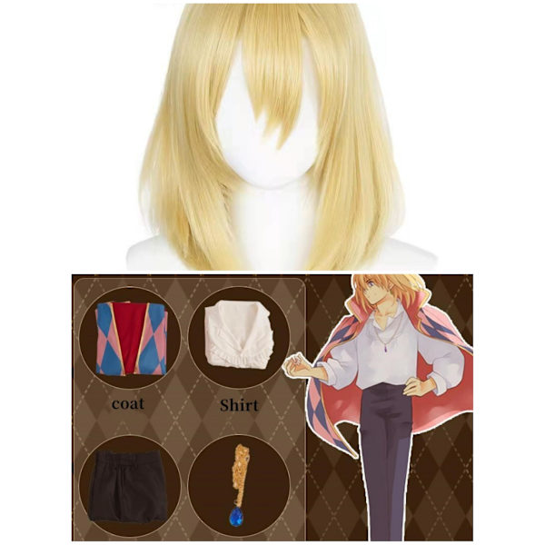 Snabb leverans Anime Moive Howl's Moving Castle Howl Cosplay Costume Howl's Moving Castle Howl Cosplay Jul costume and wig L Cosplay