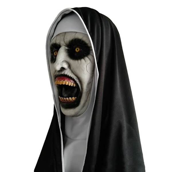 Halloween Skrämmande Nun Mask Trick Skrämmande masker Gummimask Huvudband Live Performance rekvisita Kostym Ansiktsmasker med huvudstycke Luminous nun