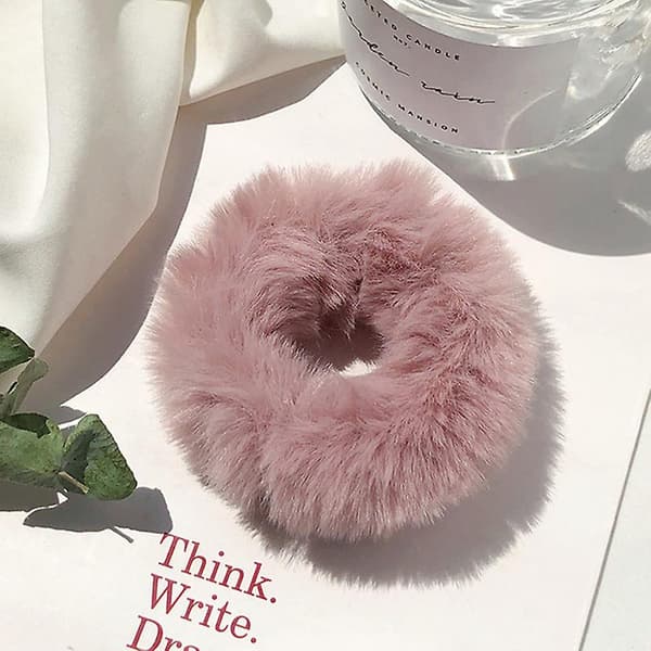Mote Fluffy Scrunchie Elastisk Hårstrikk Tau Bånd Rund Jenter Kvinner Scrunchie