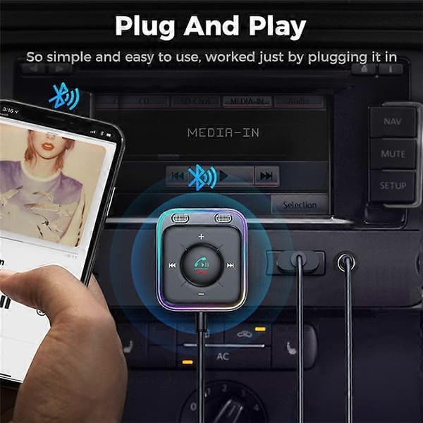 Bluetooth 5.3 AUX Autoadapteri Kaksoismikrofoneilla ja Melunvaimennuksella