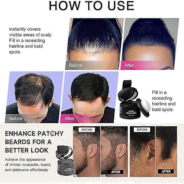 Hårlinjepudder - Hårfarve til hårrødder - Root Touch Up Pudder - Dækker øjeblikkeligt hårrødder med farveskygge - Hair Touch-Up