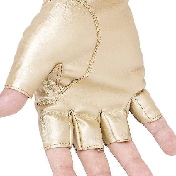 Män Pu Läderhandskar Steampunk Gothic Half Finger Krok-loop vantar