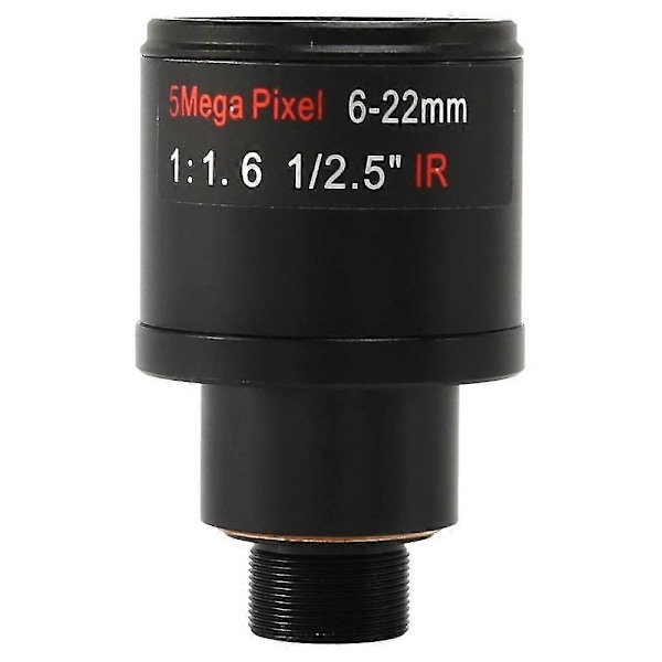 CCTV-objektiv 1/2,5 tum 6-22mm 5MP M12-fäste Variabelt objektiv F1.6 för 4MP/5MP CMOS/CCD-sensor Säkerhet