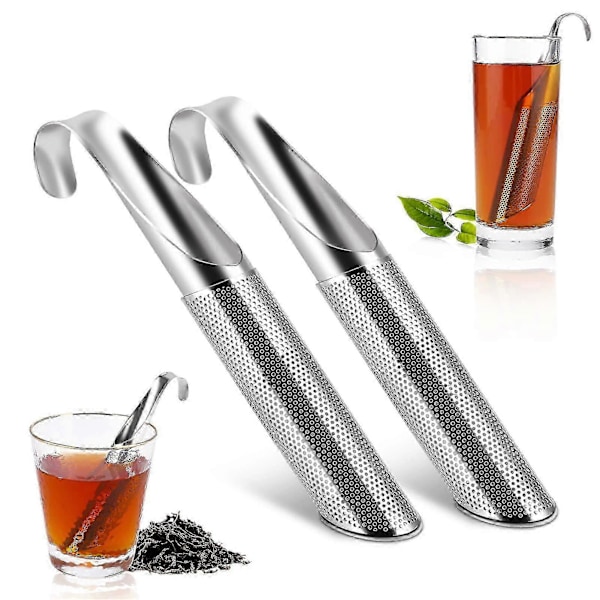 2 stk. te-si i rustfrit stål, finmasket te-infuser med håndtagsdesign til hjemmekontor, krus, fancy filter