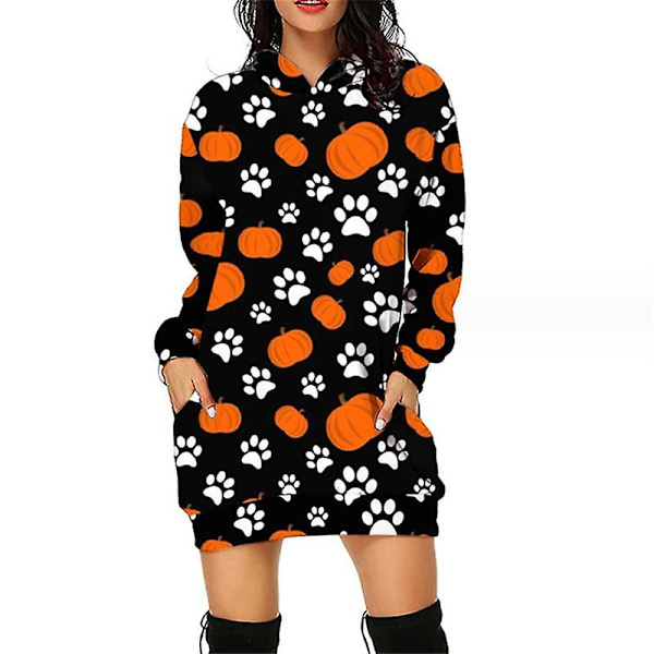 Halloween Mode Hættetrøjer Minikjole Til Kvinder Halloween Hocus Pocus Kostume Efterår Langærmet Hættekjole style 10 XL