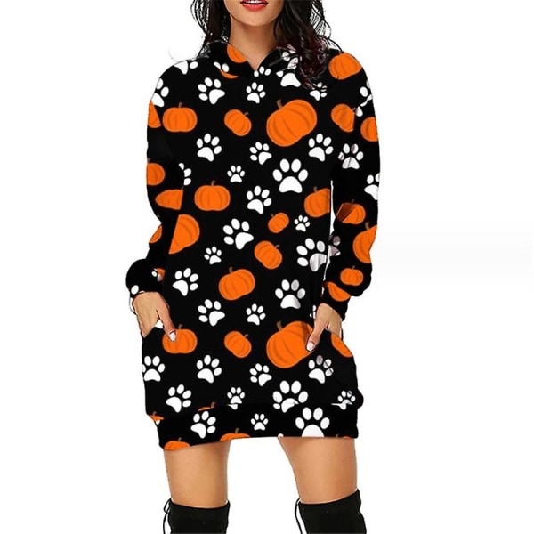 Halloween muotihupparit minimekko naisille Halloween Hocus Pocus -asu syksyinen pitkähihainen hupullinen mekko style 10 M