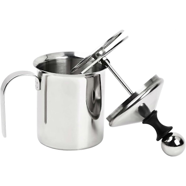 Manuell Melkeskummer - 304 Rustfritt Stål Dobbel Mesh Melkeskummer, 400ml for Cappuccino Latte