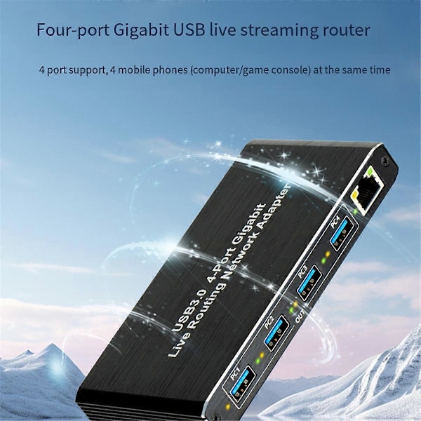 USB3.0 Gigabit Nettverksadapter Driverfri 4-Port Gigabit RJ45