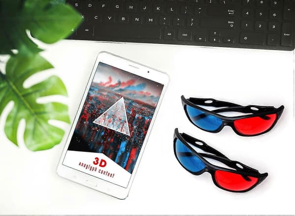 Sett med 2 høykvalitets rød-cyan 3D Anaglyph-briller for PC-spill, filmer, bilder og 3D-projeksjon