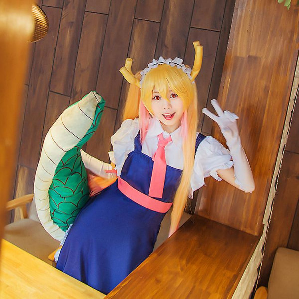 Miss Kobayashi's Dragon Maid Cosplay Tohru-asu Halloween Toru Maid Outfits -mekko White S