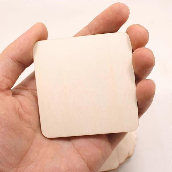 10 Stykker/Sæt Ubehandlede Træplader Pyrografi Emner 6,4*6,4cm