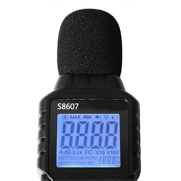 Ljudnivåmätare Digital LCD-skärm Bakgrundsbelyst Skärm Ljud Decibel Bärbar SPL-mätare S8607