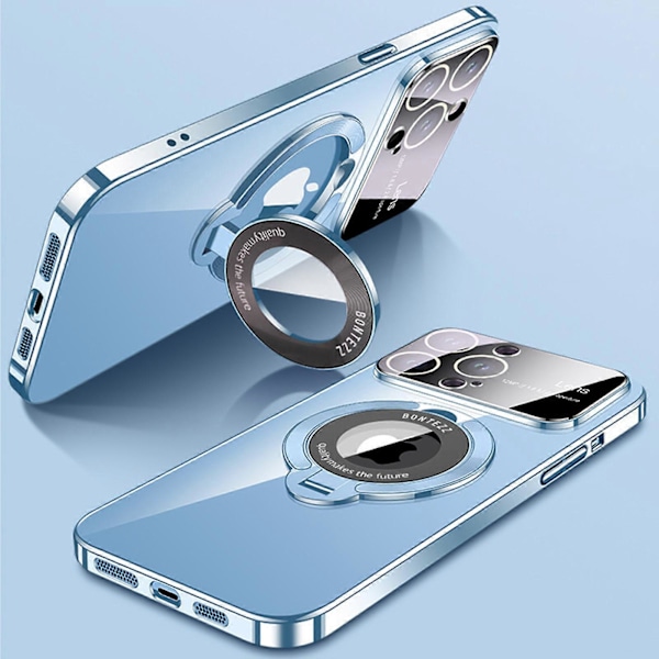 Magnetiskt Vikbart Ställfodral för iPhone 15 Pro Max, Stor Fönster Telefonskal Läcksäker Etikett Magnetiskt Fäste för 15 Pro Max