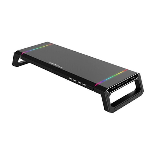 ICECOOREL 4USB Computerskærm Stand Desktop Organizer Opbevaring Sort