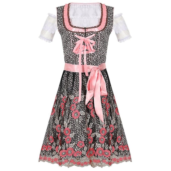 Dirndl Oktoberfest kostume Traditionel ølfestival pubber Wench Cosplay Fancy festkjole Karneval Halloween Pink S