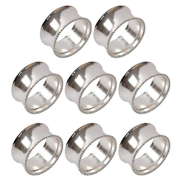 8 Stycken Legeringspärlförsedda Servettringar Delikat Servettspänne (silver)