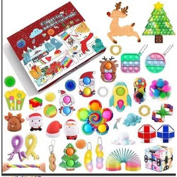 24 dagar/ set Fidget Toys Jul Adventskalenderpaket Anti Stress Toy Kit Stress Relief Figet Toy Blind Box Barn Julklapp style 14
