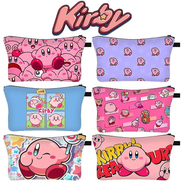 Kirby Cartoon Anime kosmetikkveske Firkantet utendørs multifunksjon reiseoppbevaringsveske Kvinner Toalettsaker Arrangør Jenter Bursdagsgave Kirby-1