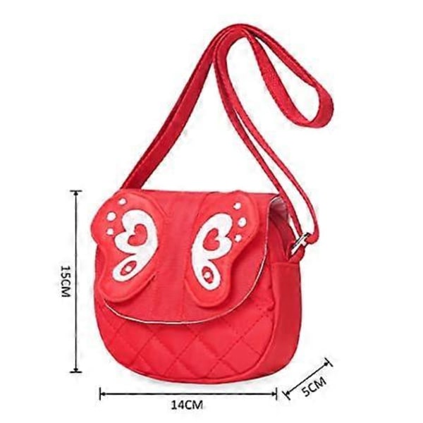 Små jentepunger for barn - Mini søt prinsessehåndveske skulderveske (Butterfly Red)