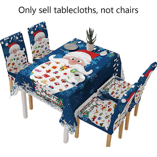 140x210cm Jul Vattentät Duk Tecknad Jultomte Bjällerklang Tryck Rektangel Matbordsöverdrag Partydekor
