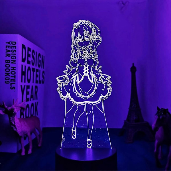 Shen 3D Lampe Anime Re Zero Starting Life In Another World Nattlampe For Barneromsdekor Bursdagsgave Re Zero Rem LED Nattlys