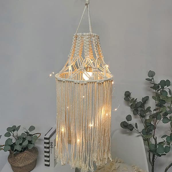Boho Macrame Lampeskærm Hængende Vedhæng Vævede Kvaster Lysdæmper Gobeliner