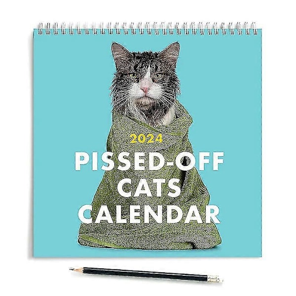 2024 Arg Katt Kalender Rolig Väggkonst Kalender Irriterade Katter Hemplanerare