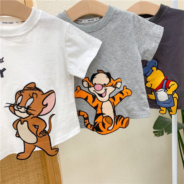 Disney Tigger Nalle Puh Kortärmad T-shirt för pojkar och flickor i bomull dark grey 120cm
