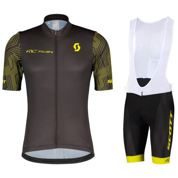 SCOTT sykkeltrøyer sett Sommer sykkelklær Pustende MTB maillot menn Kortermede sykkelskjorter Ropa Ciclismo Ridebukser Gold Asian size - M