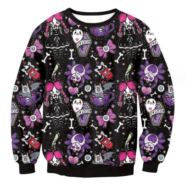 Halloween-tröjor för damer Spooky Season långärmade skjortor Crewneck Toppar Casual Pullover style 7 L
