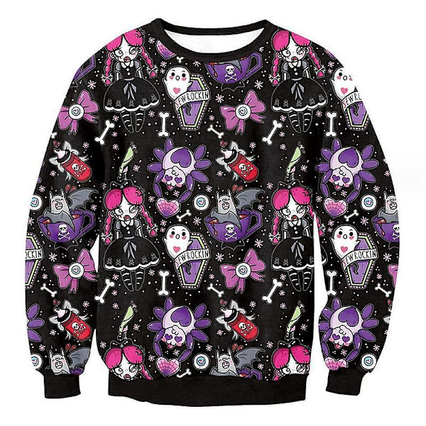 Naisten Halloween collegepaidat Spooky Season pitkähihaiset paidat Crewneck Topit Casual villapaita style 7 S