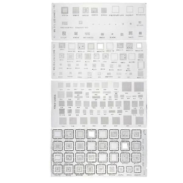 4 stk. Universal Bga-stencil Kompatibel med Mtk Msm Cpu Ram Pm Ic Reball Pin Direkte Varme Mal