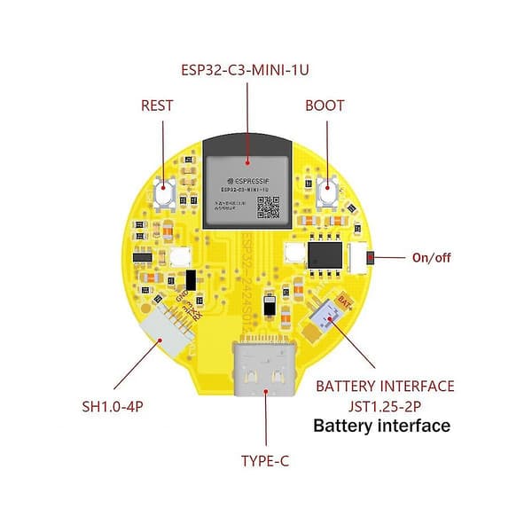 Esp32-c3 Udviklingskort 1.28 Tommer Rund Lcd-skærm Med Wifi Bluetooth Modul Nej