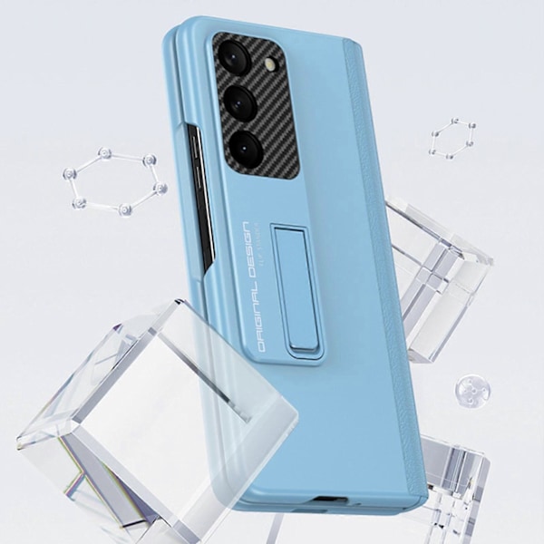 Samsung Galaxy Z Fold 5 -kotelo magneettisella saranasuojalla, sisäänrakennettu jalusta ja näytönsuoja, PU-iskunkestävä kotelo Samsung Z Fold 5:lle