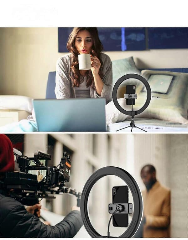 Ring Light 10 tommer LED Selfie Stick Ring Lampe