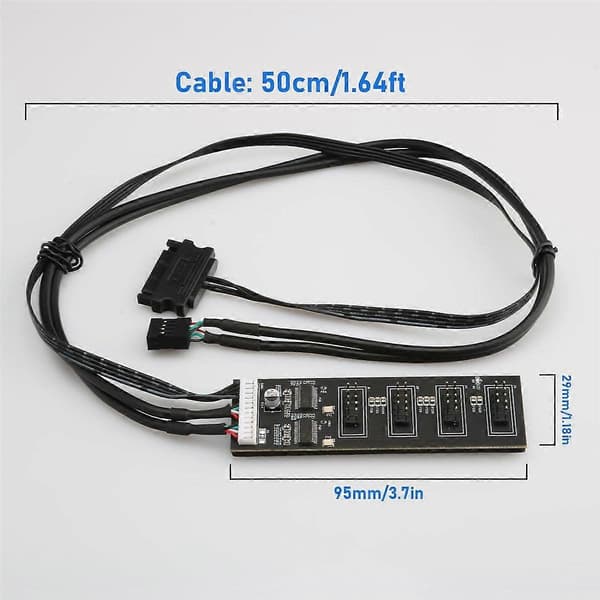 9-Pin USB Header Splitter med SATA Strømkabel, Intern USB Hub Udvidelse USB 2.0 Splitter Tilslutning