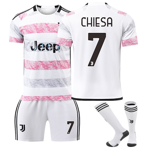 23-24 Juventus Udebanetrøje Nr. 9 Hovic 7 Chiesa 22 Di Maria 10 Pogba Fodbolddragt NO.7 CHIESA S