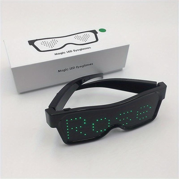 1 stk, Led-briller Screen Party Display, Led Display Smart-briller, Usb genopladelige briller til natten Green