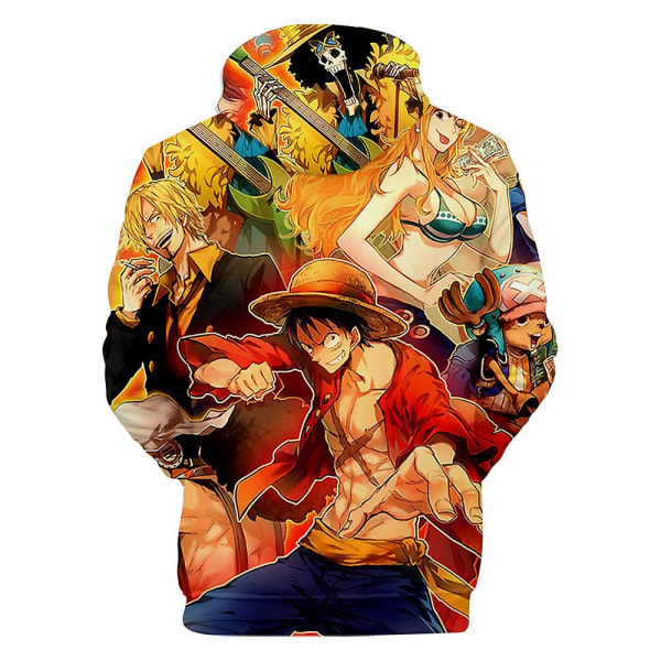 One Piece hettegensere med snøring 3d anime-trykt hettegenser Langermet genser Genser Topper for barn unisex style 2 5-6 Years