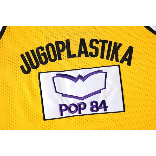 Filmversion gul basketballtrøje No.7 Kroatien JUGOPLASTIKA 7 KUKOC broderi udendørs hurtigtørrende åndbart sportstøj 7 XL