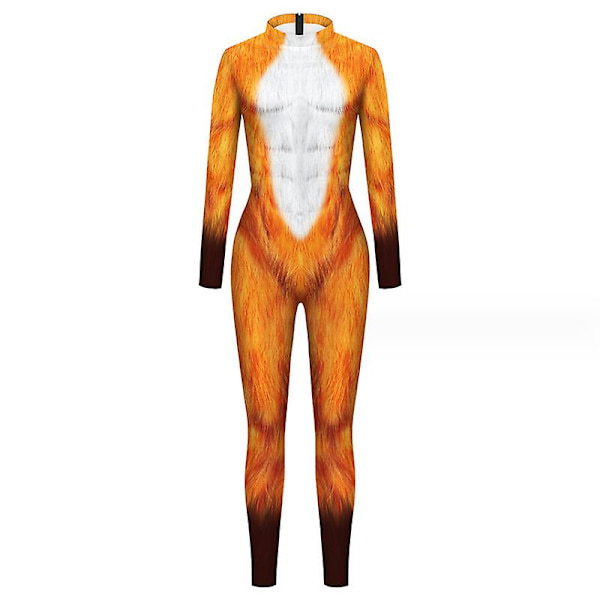 Halloween Cosplay -asu Hauska Body-puku Naisten Miesten Spandex Zentai -puku kokovartaloinen eläimen kallo printed Halloween-rekvisiitta style 2 M
