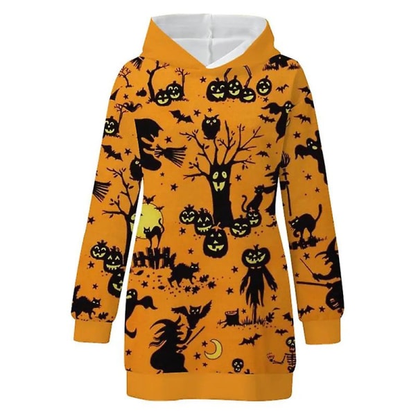 Hættetrøje til kvinder til Halloween græskar sweatshirt med lange ærmer med rund hals og tunikaoverdele style 7 3XL