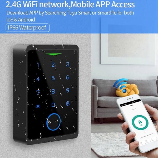 Tuya APP Dörrlås IP66 Vattentät Nyckellös Biometrisk WIFI Åtkomstkontroll Fristående Knappsats Fingeravtryck